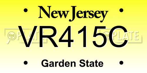VR415C New Jersey License Plate