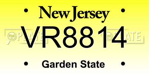VR8814 New Jersey License Plate