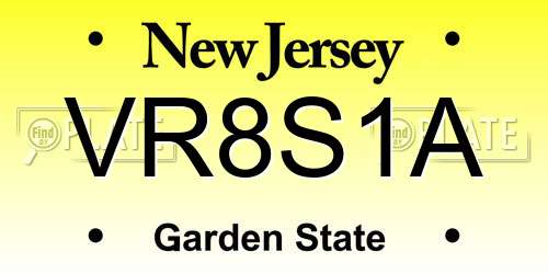 VR8S1A New Jersey License Plate