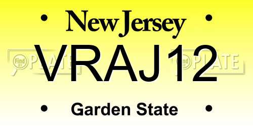 VRAJ12 New Jersey License Plate