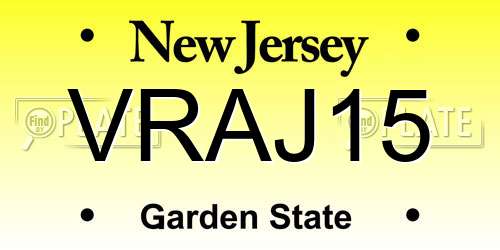 VRAJ15 New Jersey License Plate