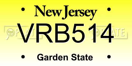 VRB514 New Jersey License Plate