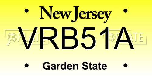 VRB51A New Jersey License Plate