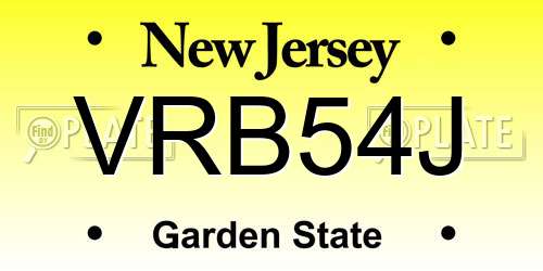 VRB54J New Jersey License Plate