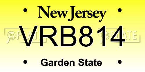 VRB814 New Jersey License Plate