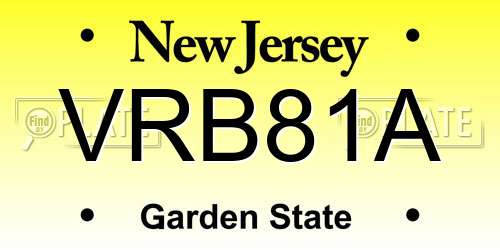 VRB81A New Jersey License Plate