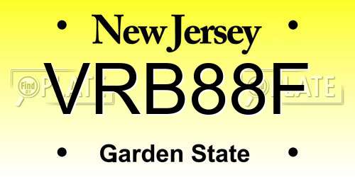 VRB88F New Jersey License Plate