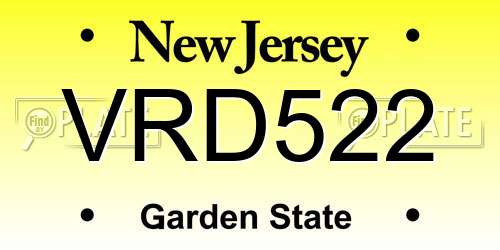 VRD522 New Jersey License Plate