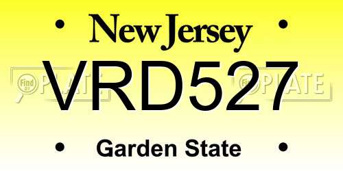 VRD527 New Jersey License Plate