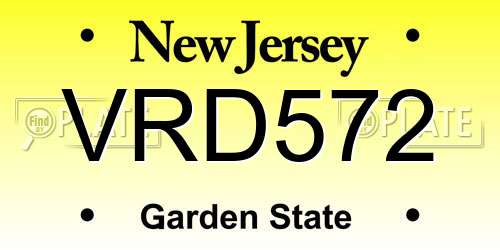 VRD572 New Jersey License Plate