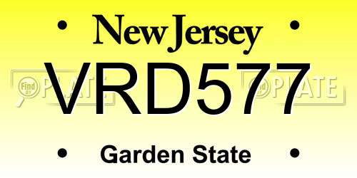 VRD577 New Jersey License Plate