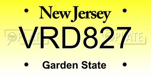 VRD827 New Jersey License Plate