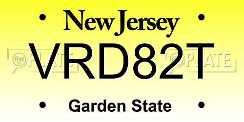 VRD82T New Jersey License Plate
