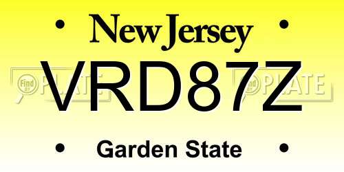 VRD87Z New Jersey License Plate