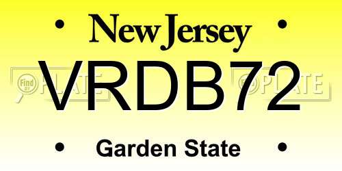 VRDB72 New Jersey License Plate