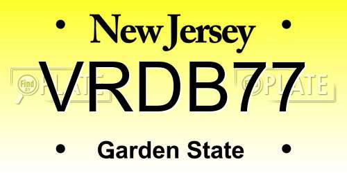 VRDB77 New Jersey License Plate