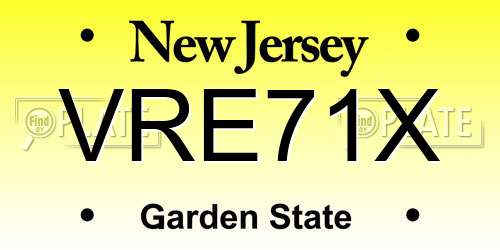 VRE71X New Jersey License Plate