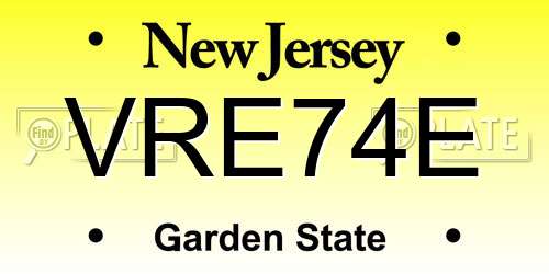 VRE74E New Jersey License Plate
