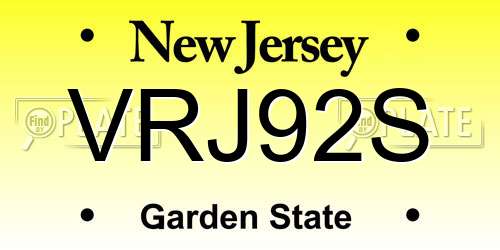 VRJ92S New Jersey License Plate