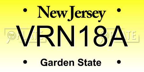 VRN18A New Jersey License Plate