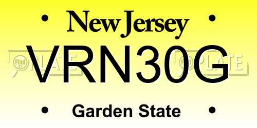 VRN30G New Jersey License Plate