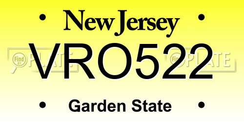 VRO522 New Jersey License Plate