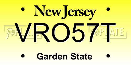 VRO57T New Jersey License Plate