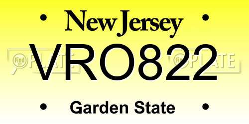 VRO822 New Jersey License Plate