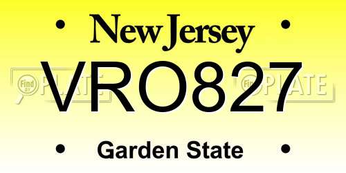 VRO827 New Jersey License Plate