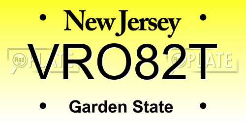 VRO82T New Jersey License Plate