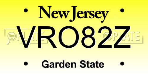 VRO82Z New Jersey License Plate