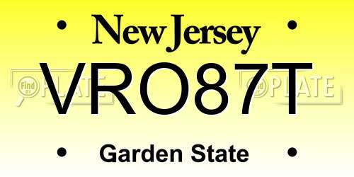 VRO87T New Jersey License Plate