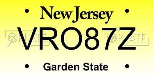 VRO87Z New Jersey License Plate
