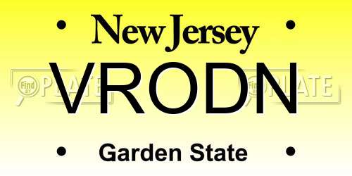 VRODN New Jersey License Plate