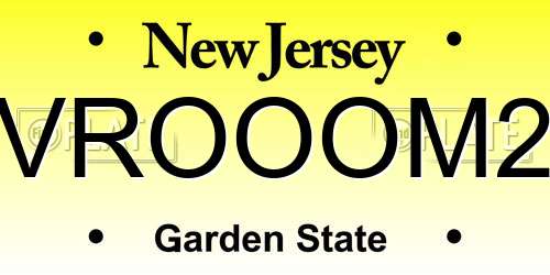 VROOOM2 New Jersey License Plate