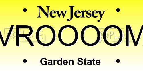 VROOOOM New Jersey License Plate
