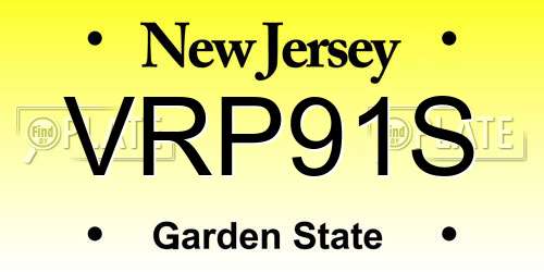 VRP91S New Jersey License Plate