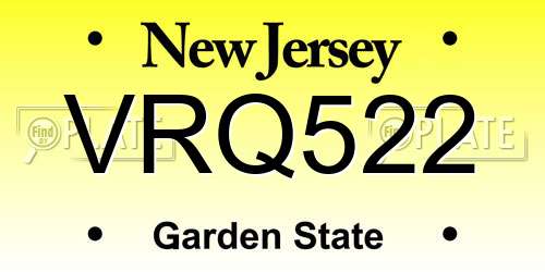 VRQ522 New Jersey License Plate