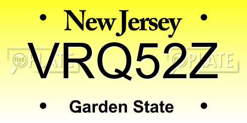 VRQ52Z New Jersey License Plate