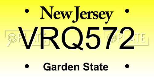 VRQ572 New Jersey License Plate