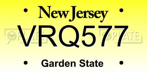 VRQ577 New Jersey License Plate