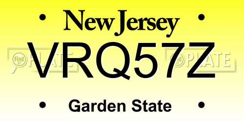 VRQ57Z New Jersey License Plate