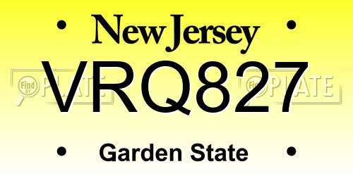 VRQ827 New Jersey License Plate
