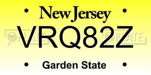 VRQ82Z New Jersey License Plate