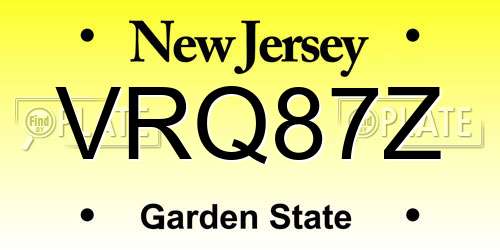 VRQ87Z New Jersey License Plate