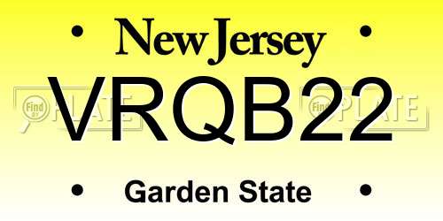 VRQB22 New Jersey License Plate