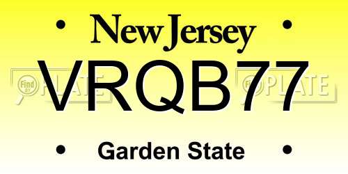 VRQB77 New Jersey License Plate