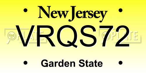 VRQS72 New Jersey License Plate