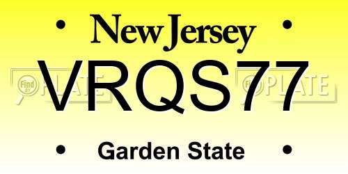 VRQS77 New Jersey License Plate