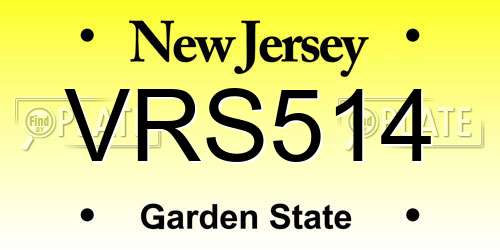 VRS514 New Jersey License Plate